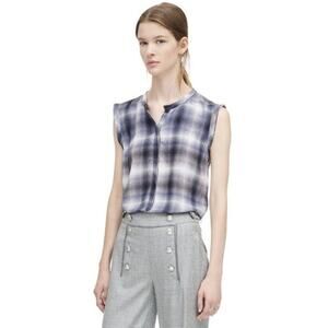 NWOT REBECCA TAYLOR Top 0 Silk Blue Berry Shadow